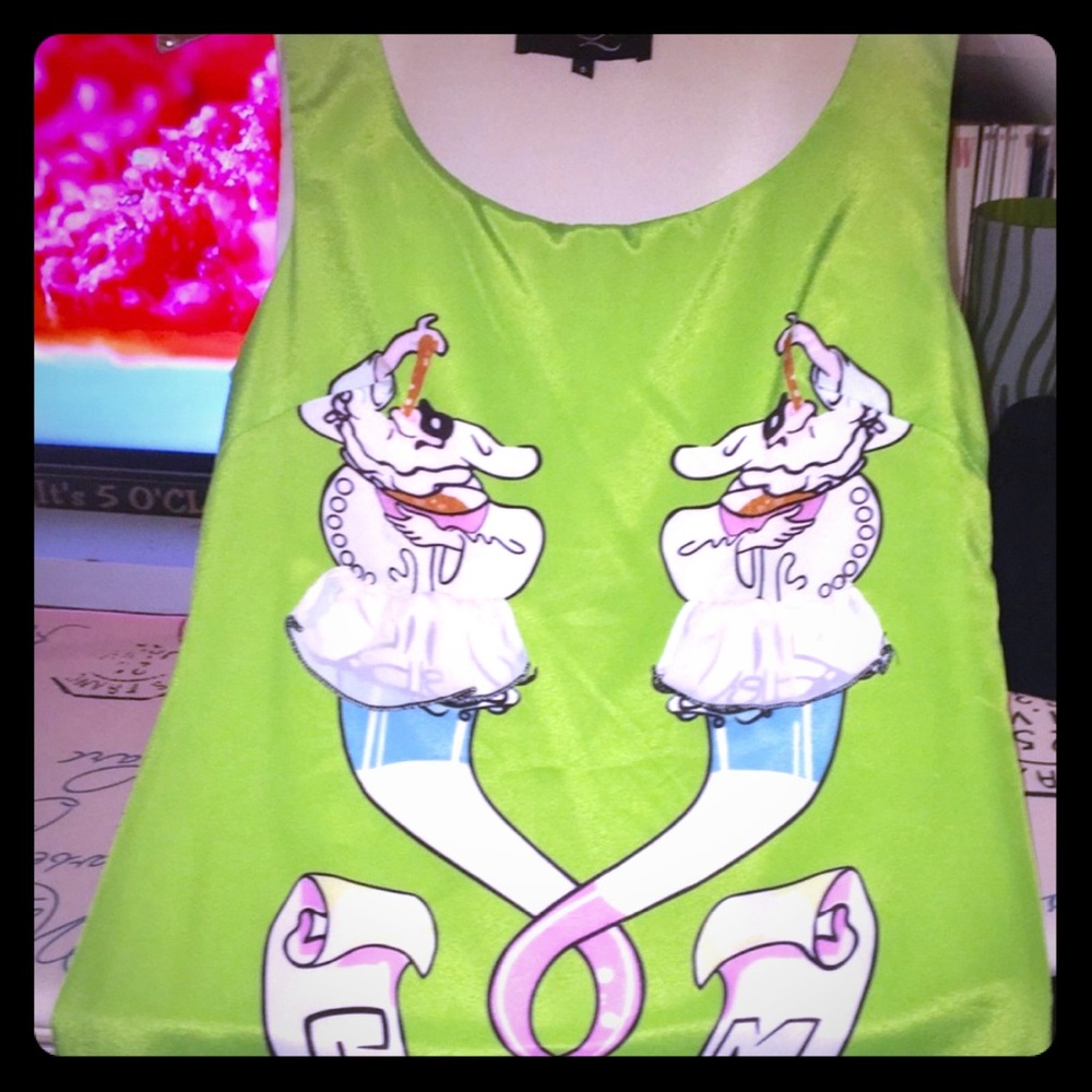 Small Alexander McQueen tank seahorse 3D neon